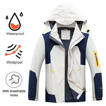 Men's Autumn Jacket Camping Hiking Windproof Windbreaker Mens Waterproof Hooded Coat Outdoor Travel Climbing Fishing Coats Man