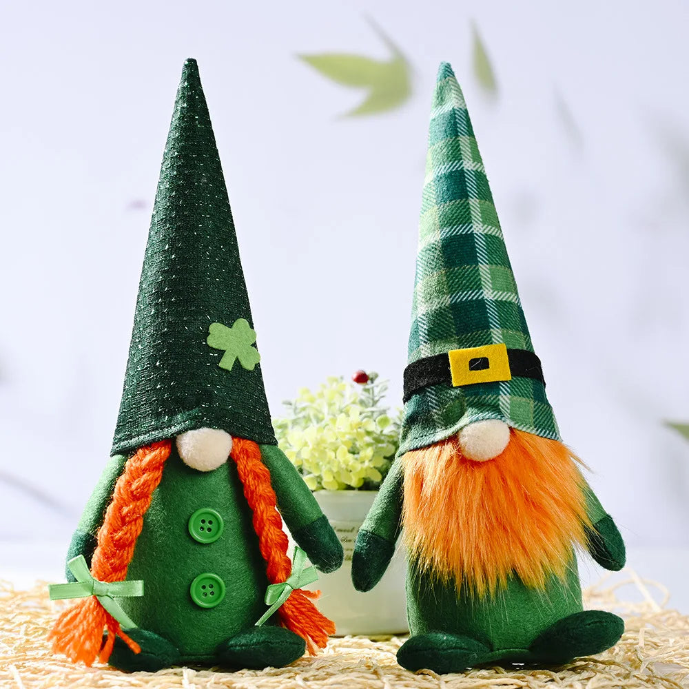 St Patrick's Day Decoration Doll Green Plush Gnome Faceless Doll Irish Day Home Party Decor Saint Patrick Ornaments Irish Gifts