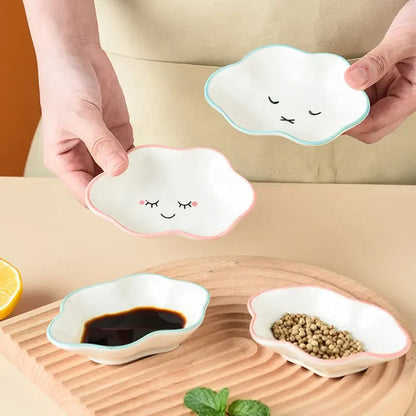 Ceramic Cute Clouds Dipping Sauce Dish Hot Pot Seasoning Dishes Salad Bowl Tableware Kitchen Soy Vinegar Snake Dessert Plate