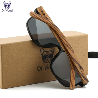 Oi Wood Sunglasses for Men Wood Sun Glasses Man Eyeglasses Polarizing Glasses UVA&B Protection Eyewear ECO-Friendly