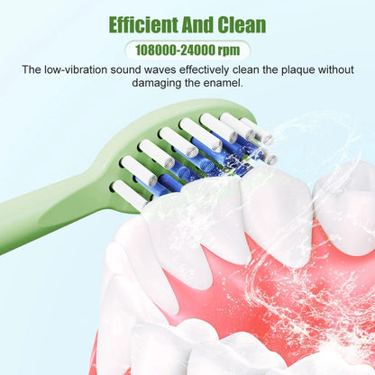 Child's USB Sonic Electric Toothbrush Rechargeable Colorful Cartoon Brush Kids Automatic IPX7 Waterproof With Replacement Heads