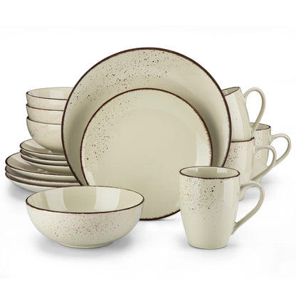 Vancasso Navia-MS 16/32/48-Piece Stoneware Ceramic Dinnerware Set with Dinner Plate,Dessert Plate,800ml Bowl, Mug Tableware Set