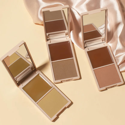 Multi-Use Contour Duo Matte & Dewy Finish Long-Wearing Coverage High Pigment Sun-Kissed Cream & Pressed Powder Bronzer Palette