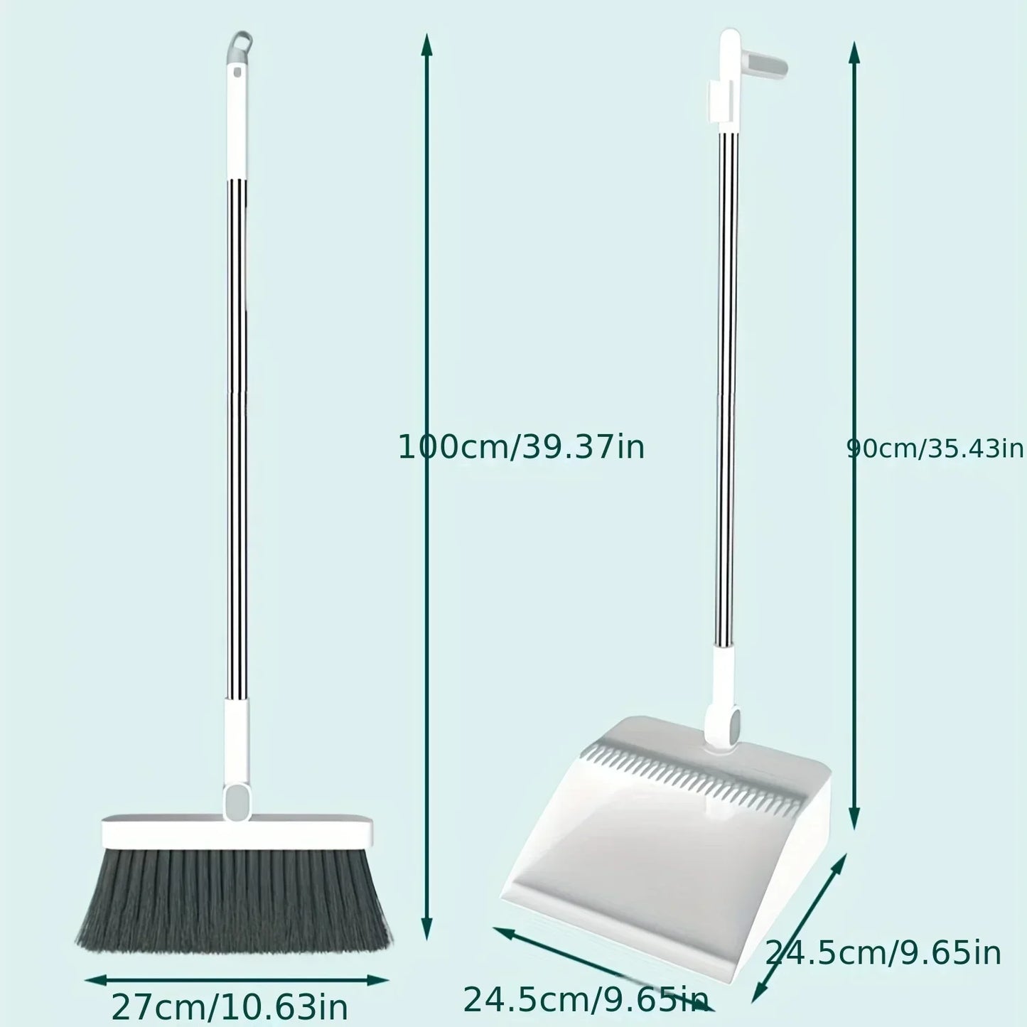 1set/2pcs Upright Dustpan And Broom Combo Set 180 Degree Rotation Sweeping Kitchen Wood Floor Pet Hair For Cleaning Products