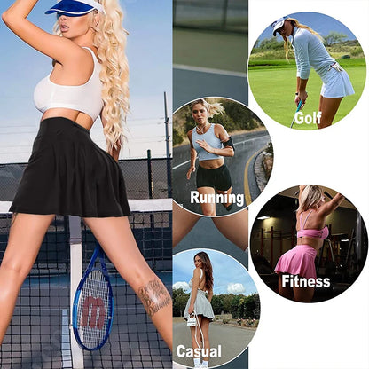 Aiithuug Crisscross Waist Trummy Control Tennis Skirt Pleated Athletic Golf Skorts Activewear Yoga Running Workout Sports Skirt