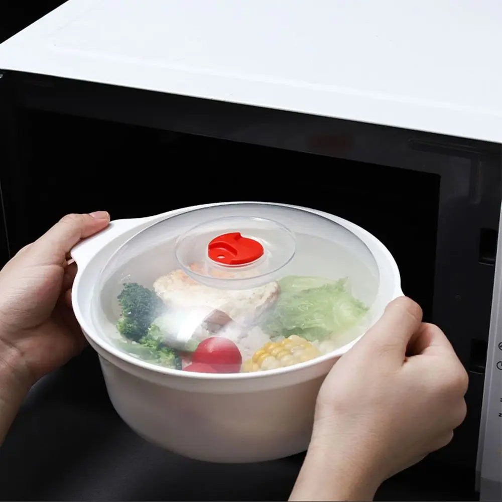 Two Ear Round Microwave Lunch Box Household Plastic Heating Fresh Keeping Box With Lid Steamed Bun Instant Noodles Bowl