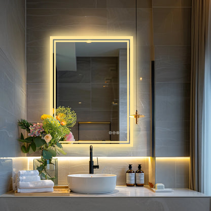 LED Backlit Mirror Bathroom Vanity with Lights,Anti-Fog,Dimmable,CRI90+,Touch Button,Water Proof,Horizontal/Vertical