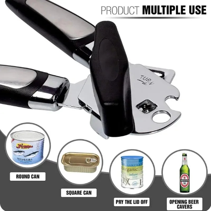 Stainless Steel Can Opener Multifunctional Grip Opener Side Cut Tins Bottle Opener Kitchen Gadgets