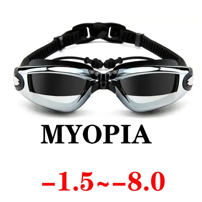 2021 Adult Myopia Swimming Goggles Earplug Professional Pool Glasses Anti Fog Men Women Optical Waterproof Eyewear