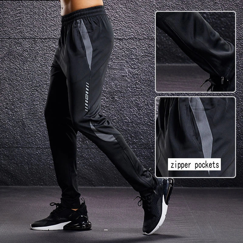 Men Sport Pants Running Pants With Zipper Pockets Soccer Training Jogging Sports Trousers Fitness Football Leggings Sweatpants