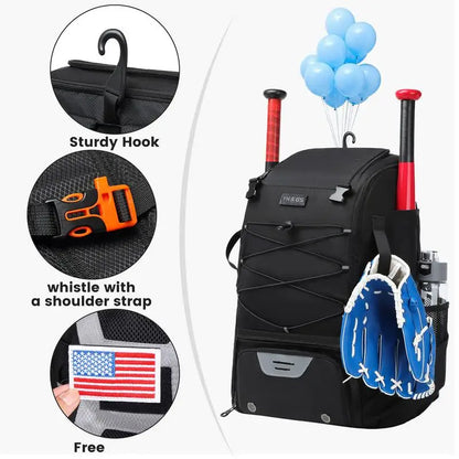 Large Capacity Baseball Softball Bag Hold Helmet 2 Tees Ball Bats Batting Glove Gear Outdoor Workout Camping Bag Sport Organizer