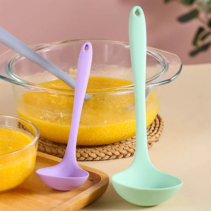 Long Handle Silicone Soup Spoon Large Ramen Noodles Tablespoons Hot Pot Porridge Ladle Scoop Kawaii Japanese Kitchen Utensils