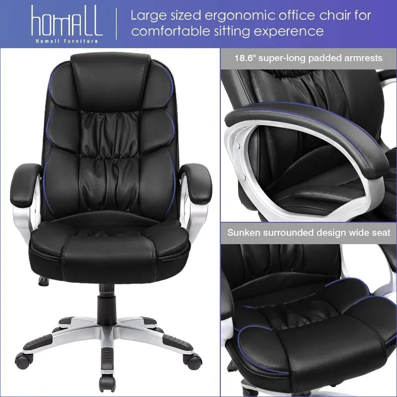 Homall Office Chair High Back Computer Desk Chair , PU Leather Adjustable Height Modern Executive Swivel Task Chair