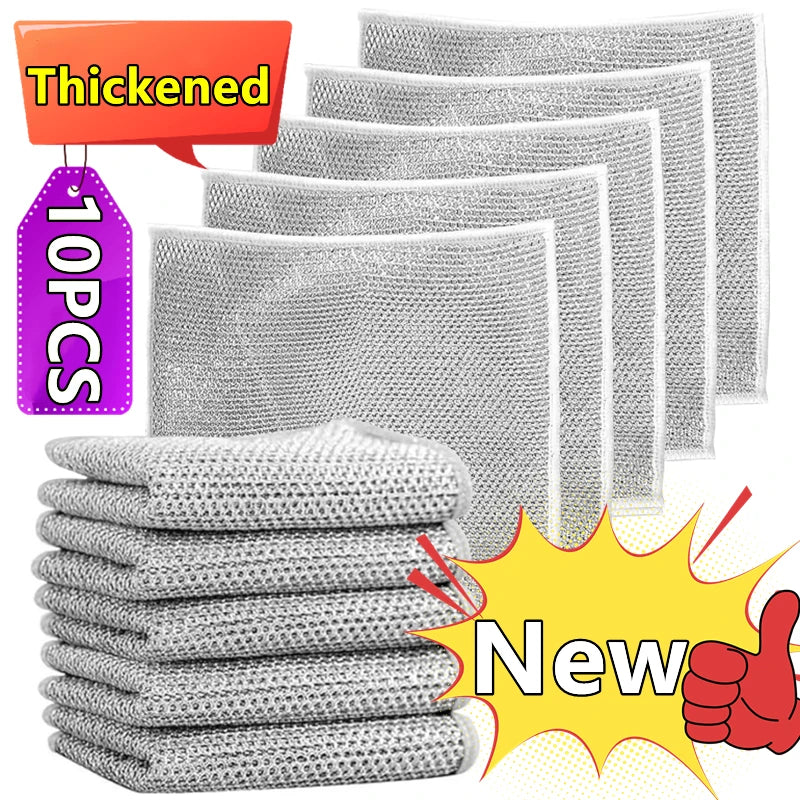 New Thickened Cleaning Cloth Kitchen Magic Dishwashing Towel Metal Steel Wire Cleaning Rag Microwave Stove Clean Tool Dish Cloth