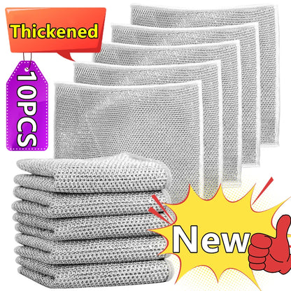 New Thickened Cleaning Cloth Kitchen Magic Dishwashing Towel Metal Steel Wire Cleaning Rag Microwave Stove Clean Tool Dish Cloth