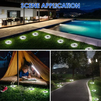 8/20LED Solar Power Disk Light Outdoor Garden Solar Underground Light Deck Light Spotlight Buried Solar Led Lamp Garden Decor