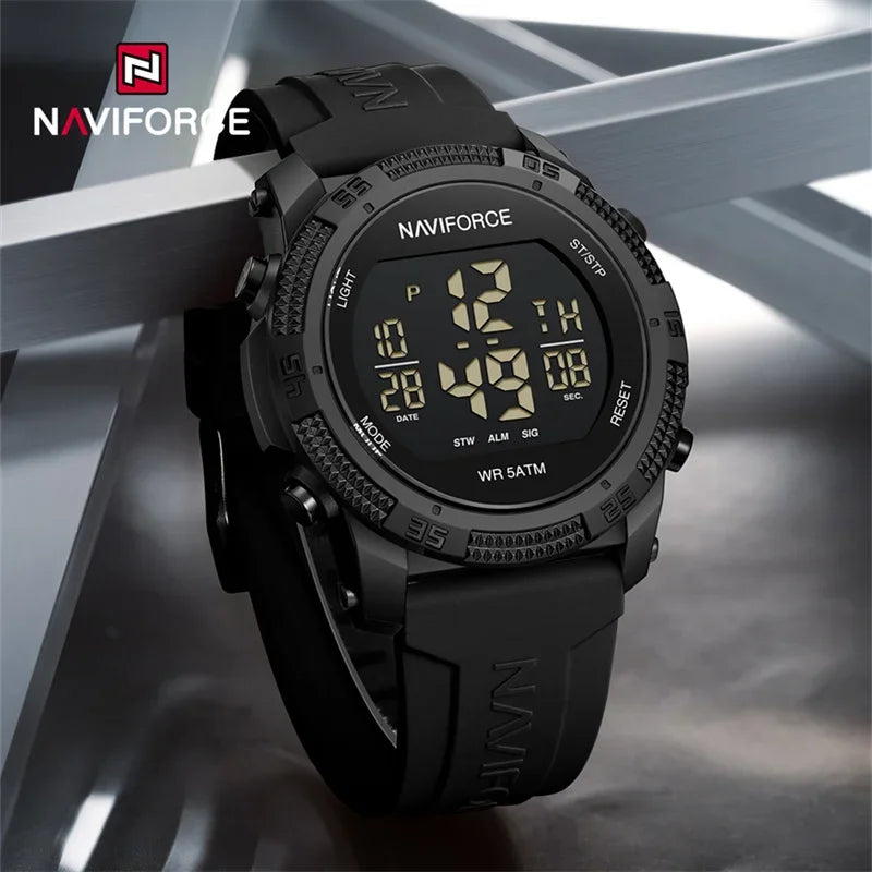 NAVIFORCE NF7104 Men's LCD Digital Casual Date and Week Alarm Waterproof Silicone Strap Electronic Watch