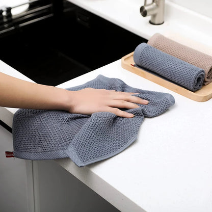 New 8-1PC 100% Cotton Towel Soft Absorbent Dishcloth Kitchen Dish Rags Breathable Face Wash Towel Household Cleaning Wash Cloth