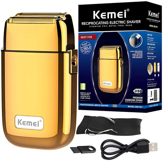 Kemei Tx1 Full Metal Electric Shaver For Men Hair Beard Electric Razor Bald Head Shaving Machine Finishing Fades Rechargeable