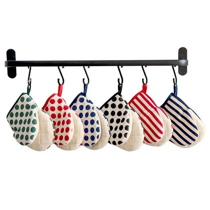 Japanese Style Polka Dot Heat-Resistant Oven Mitts for Home Use, Microwave Safe Gloves