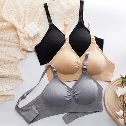 New High Quality Single Handed Front Buckle Nursing Bra Breathable Women Breastfeeding Underwear Seamless Maternity Bra Push Up