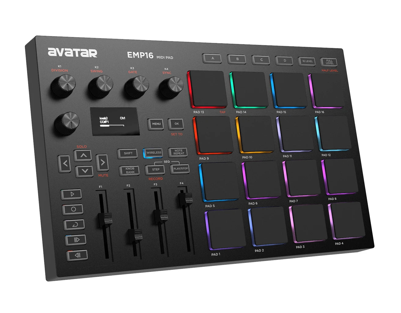 EMP16 MIDI Pad Controller Beat Maker Machine With Bluetooth, 16 RGB Velocity Sensitive Beat Pads, 16 Level, Full/Half Level, OLE