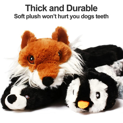 Funny Simulated Animal No Stuffing Dog Toy with Squeakers Durable Stuffingless Plush Squeaky Dog Chew Toy Crinkle Pet Squeak Toy