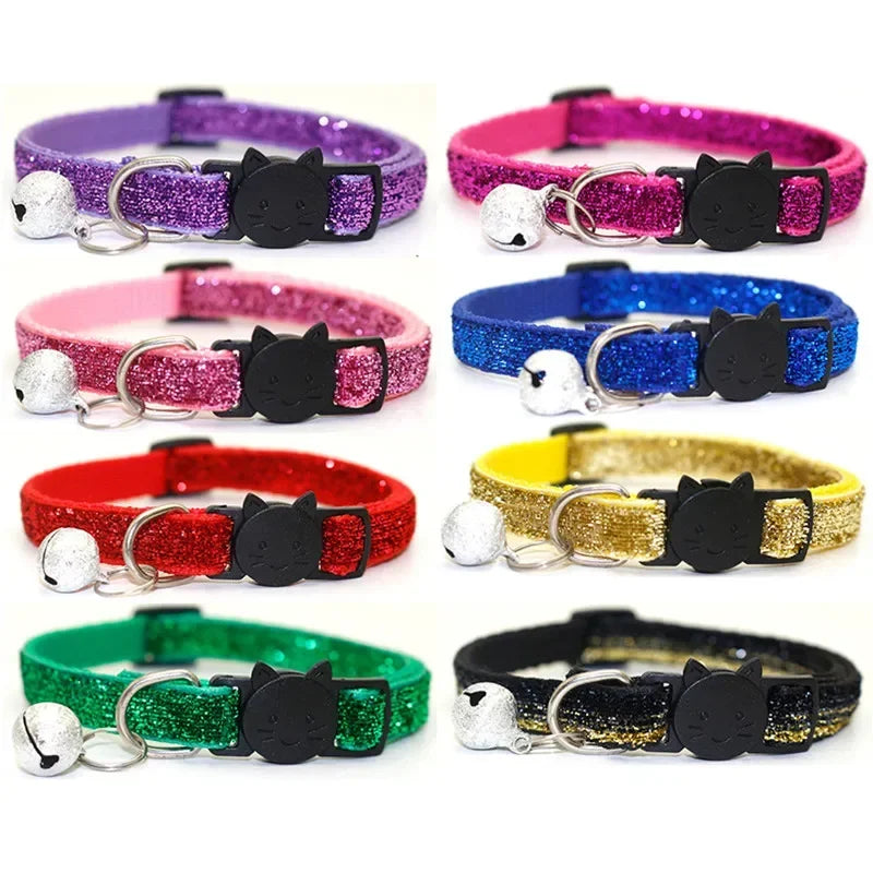 Cat Collar Colors Reflective Breakaway Neck Ring Necklace Bell Pet Products Safety Elastic Adjustable With Soft Material