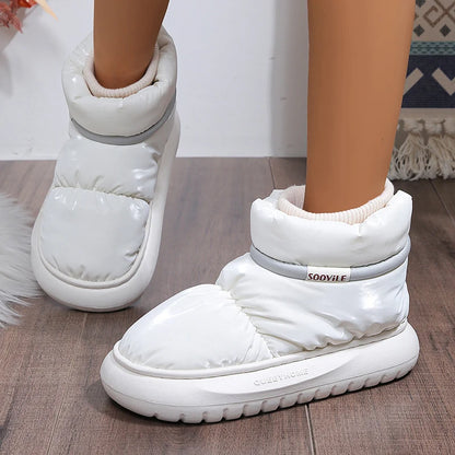 Women's Waterproof Down Cotton Padded Shoes Warm Plush Thick Bottom Snow Boots Women 2023 Platform Non-Slip Winter Ankle Boots