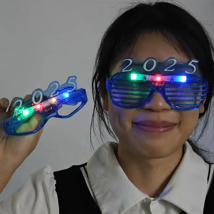 1/5PCS 2025 Neon Glasses LED Lights Up Flashing Christmas Mardi Glasses Kid Toys for New Year Xmas Party Luminous Decorations