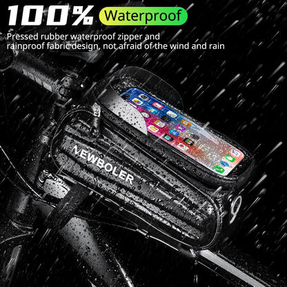 NEWBOLER Bike Bag 2L Frame Front Tube Cycling Bag Bicycle Waterproof Phone Case Holder 7.2Inches Touchscreen Bag Accessorie