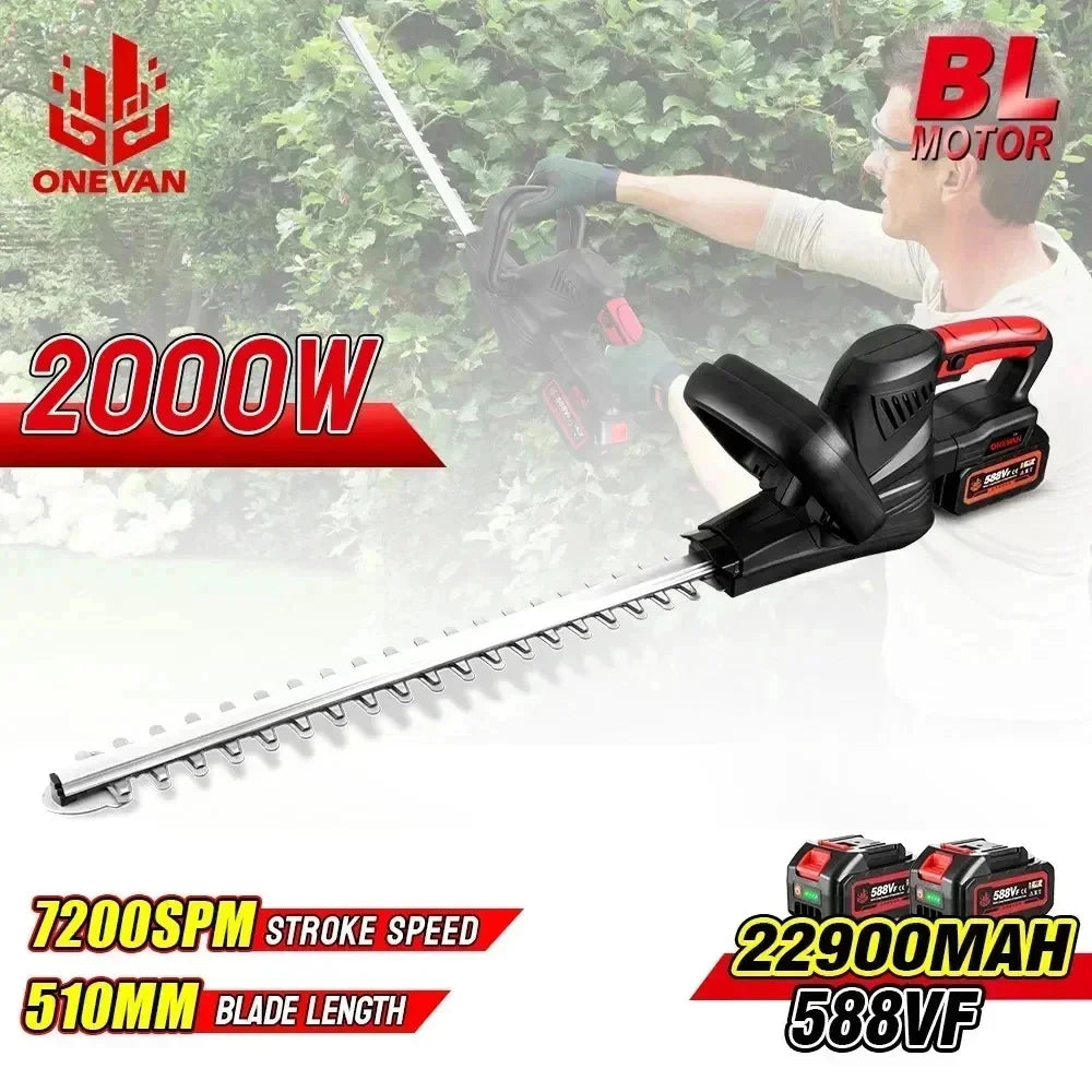 2000W Brushless Electric Hedge Trimmer Cordless Household Trimmer Rechargeable Grass Trimmer Garden Tools For Makita 18V Battery