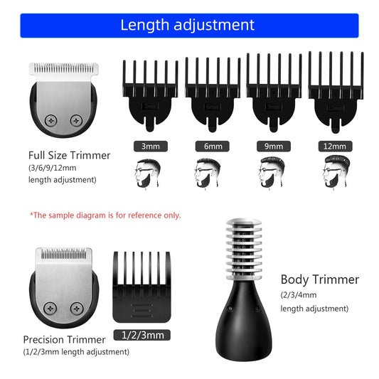 Kemei Waterproof 11 in 1 Men's Grooming Kit Electric Beard Trimmer Cordless Razor Hair Clippers Rechargeable Nose Trimmer