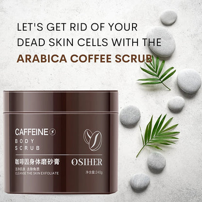 Organic Body Arabica Coffee Scrub Brightening Smooth Exfoliating For Anti Cellulite Moisturizing Body, Face, Hand, Foot Scrub 240g