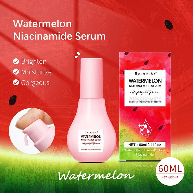 Watermelon Glow Niacinamide Dew Drops Serum Makeup Primer Cream Lightweight Facial Serum & Priming Liquid Highlighter