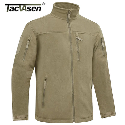 TACVASEN Winter Fleece Jacket Mens Zipper Pockets Work Jacket Thermal Warm Full Zip Fishing Hiking Coats Outwear Man Windbreaker