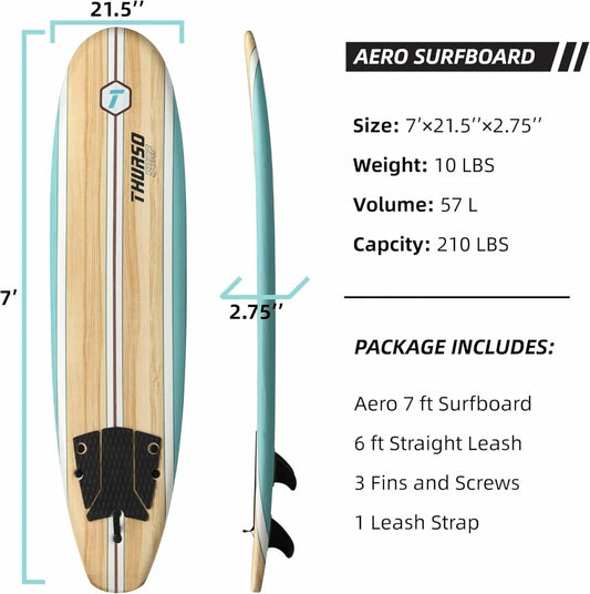 7ft Soft Top Foam Beginner Surfboard for Adults and Kids Perfect Longboard for Surfing Beach Fun and Water Sports Lightweight