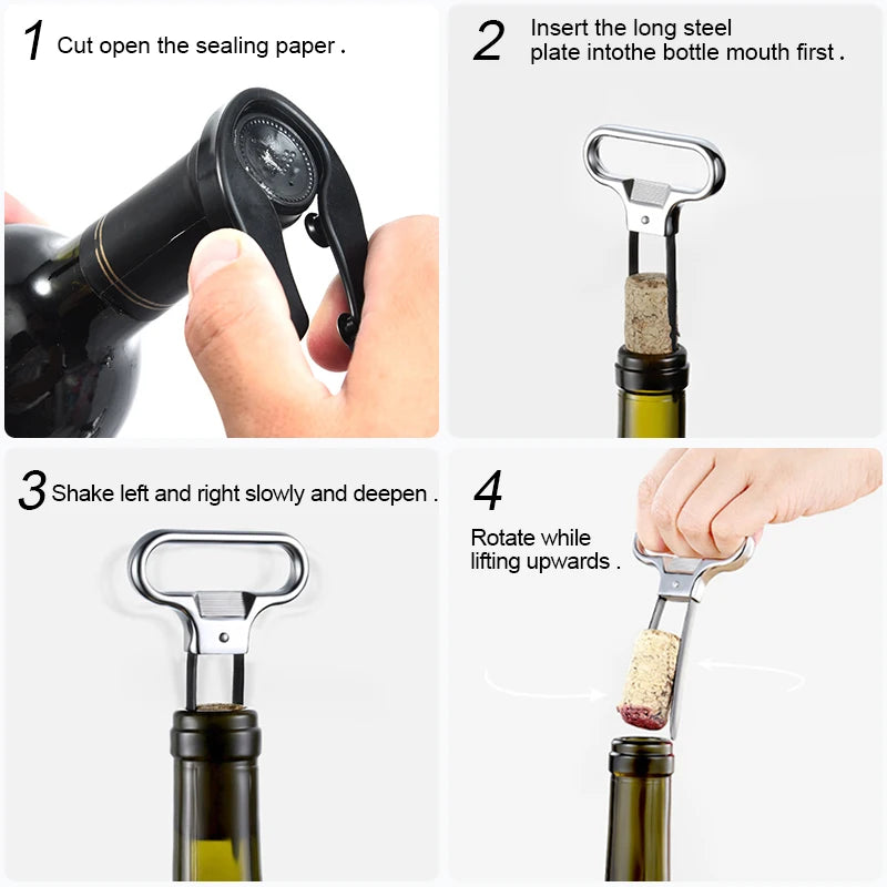 Portable Wine Bottle Opener Metal Two-prong Cork Puller Old Red Wine Champagne Opener Wine Cork Puller Home Hotel Bar Tools