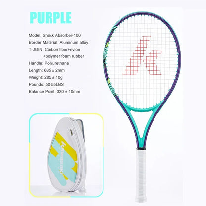 Kawasaki Tennis Racquet Shock Absorber-100 Carbon Fiber Oval Frame Mid-level Training Tennis Racket with Tennis Bag