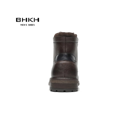 BHKH Winter Men Boots Lightweight Lace-up Ankle Boots Comfy Office Work Casual Formal Footwear Brand Man Shoes