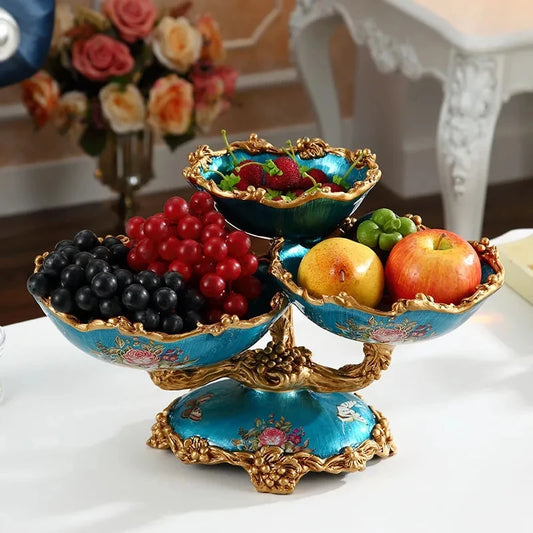 European Ceramic Snack Fruit Decorative Plate, Coffee Table, Food Tray, Home Decor Bowl, Porcelain Platter, Fruit Basket