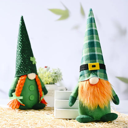 St Patrick's Day Decoration Doll Green Plush Gnome Faceless Doll Irish Day Home Party Decor Saint Patrick Ornaments Irish Gifts