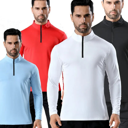 Men Half Zip Quick Dry Long Sleeve Fitness Shirt