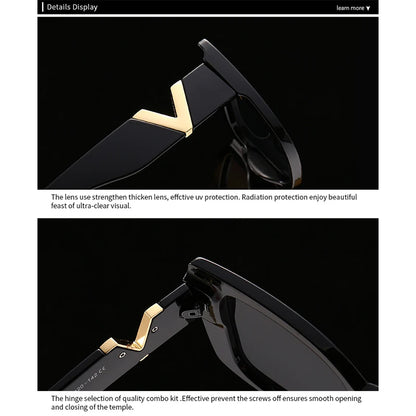 LNFCXI Fashion Cat Eye Sunglasses Vintage Luxury Brand Designer Black Oversized Ladies Sunglasses Square Eyewear UV400