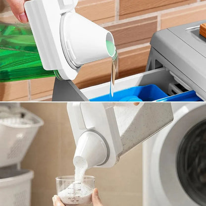 Portable Washing Powder Dispenser with Measuring Cup - Airtight Laundry Liquid Storage Jar for Convenient and Efficient Laundry