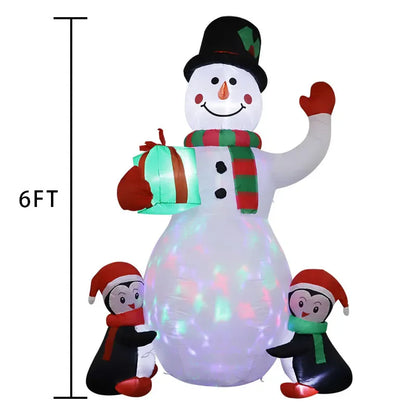 1.8m Christmas Decoration Inflatable Toy Gift Snowman Penguin Built-in LED Lights Indoor Outdoor New Year Party Garden Decor