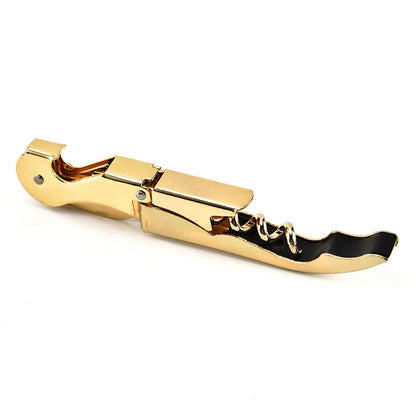 Multi-Use Bottle Opener Gold Plated Corkscrew Double Hinge Waiters Wine Key Bottle Opener Bar Home Office Kitchen Supplies Tools