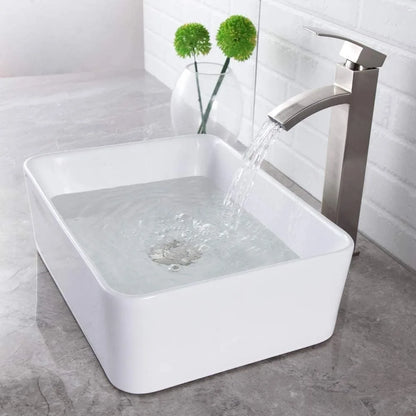 Rectangular Countertop Sink Art Basin Bathroom Sinks Pure White Porcelain Ceramic Container Sink Furniture Fixture Home