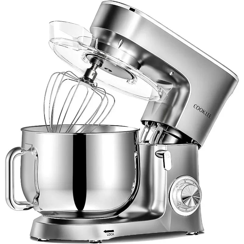 COOKLEE Stand Mixer, 9.5 Qt. 660W 10-Speed Electric Kitchen Mixer with Dishwasher-Safe Dough Hooks, Flat Beaters, Wire Whip