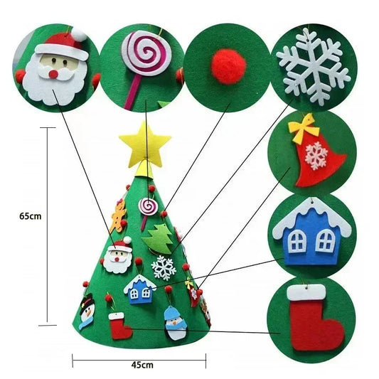 3D Kid DIY Felt Merry Christmas Decoration for Home Navidad New Year Gifts Christmas Ornaments Santa Claus Xmas Tree